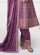 Purple Sequins Embroidered Silk Salwar Suit